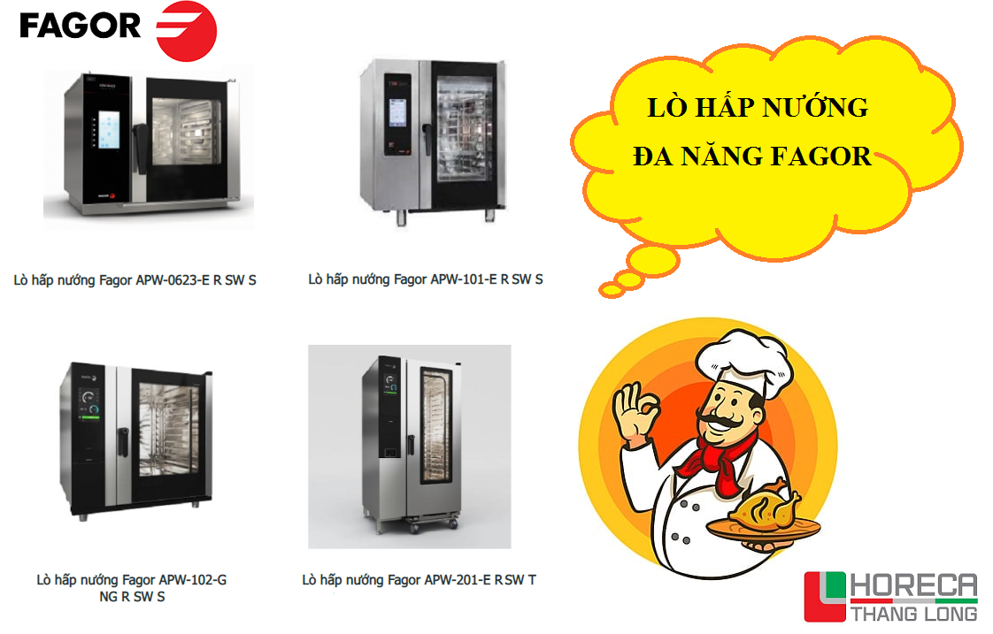 Lò hấp nướng Fagor đang hoạt động trong bếp nhà hàng với hiệu suất cao